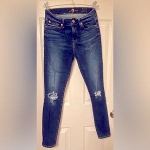 7 For All Mankind Ankle Skinny Distressed Jeans